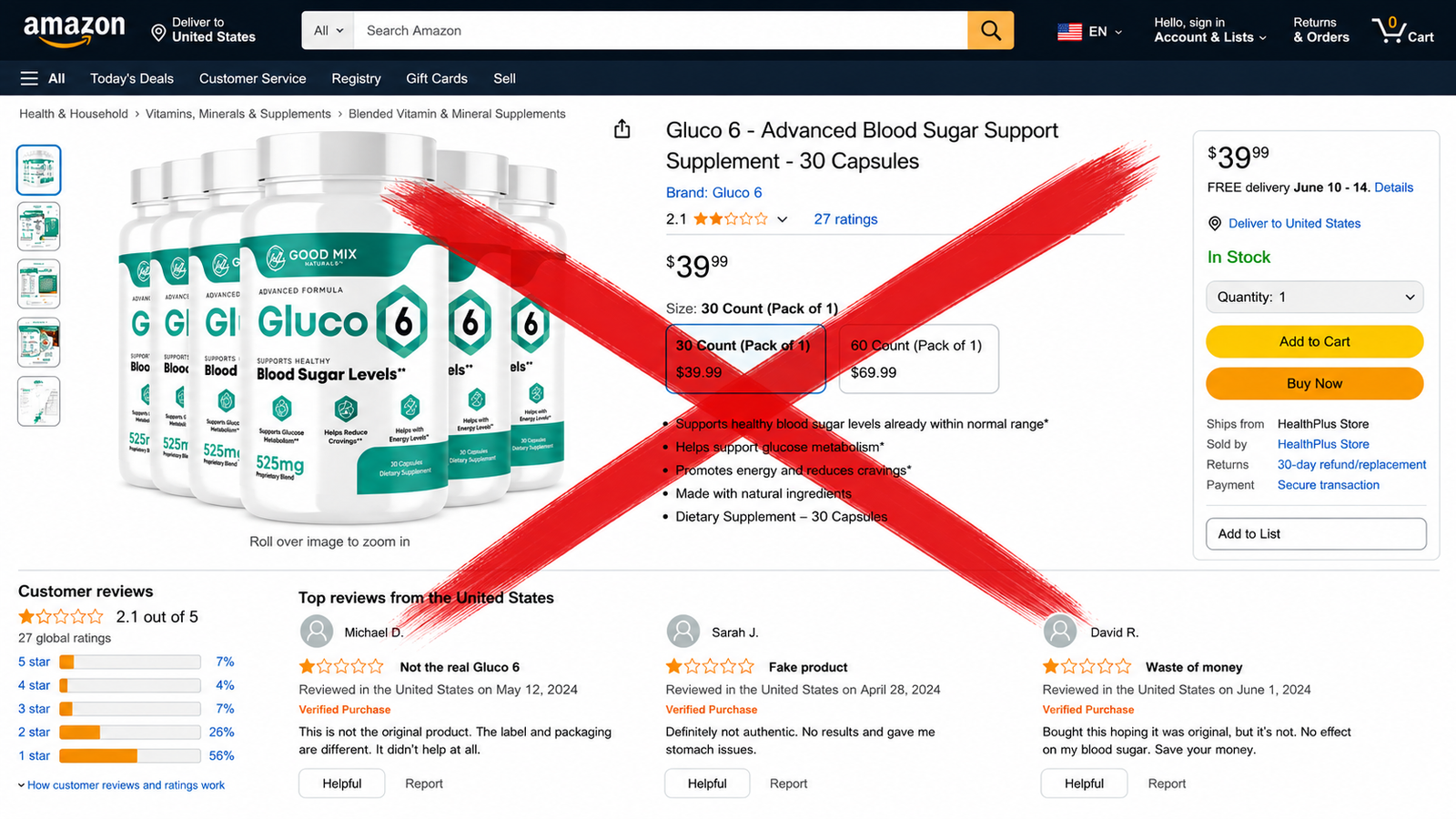 Gluco6 Scam Warning